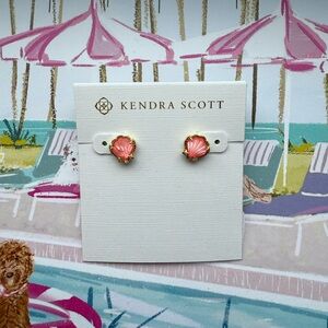 Kendra Scott Coral and Gold Seashell Earrings